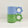 Bright colors flower handle color glaze mug set new bone china