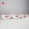 Set of 3 Flower Full Decal Fresh Bowl With Seal Lid Storage Ceramic Microwave Safe Bowl
