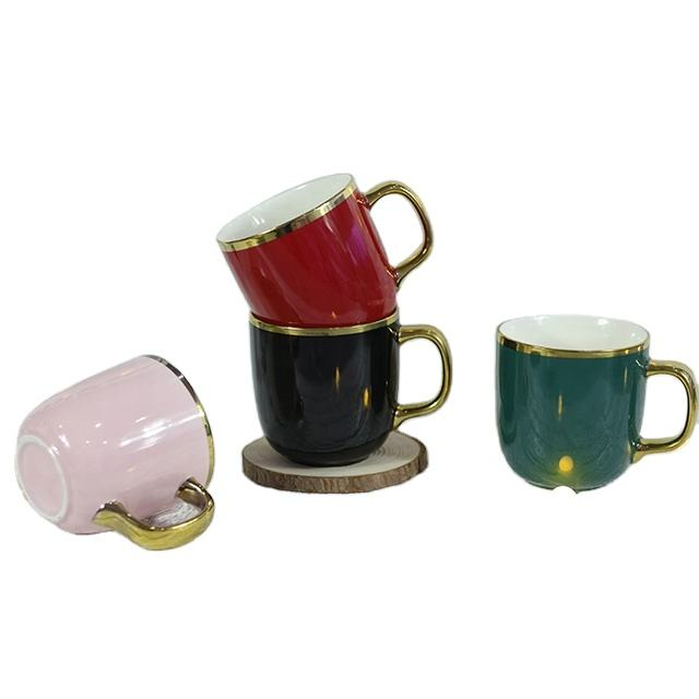 Luxury Gold Electroplating Mug Gold Handle Electroplated Coffee Cup