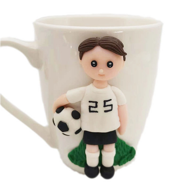 Hot Selling Boy Decoration 3D Polymer Clay Ceramic Gift Milk Coffee Cup for Father's Day